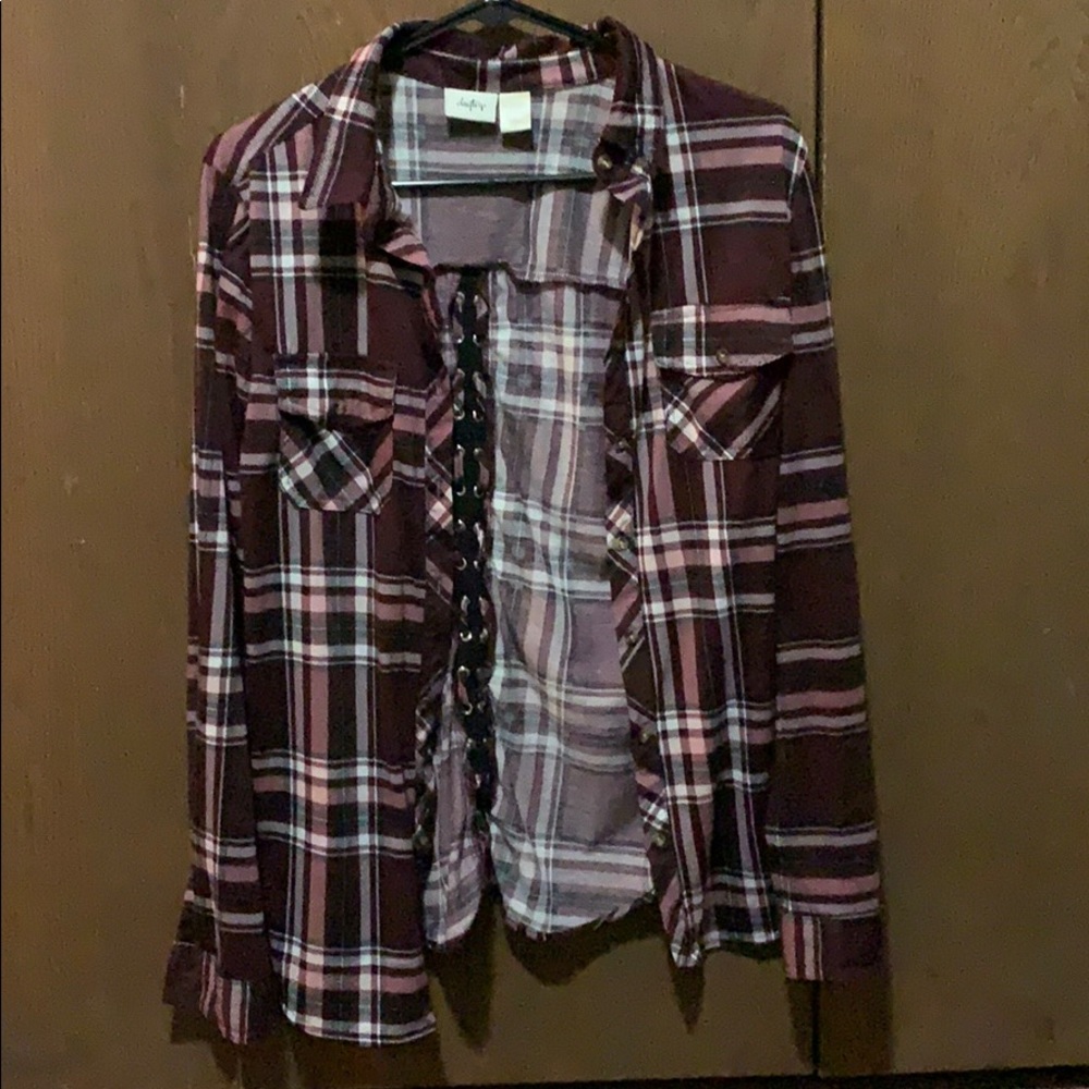 Daytrip purple plaid button up
